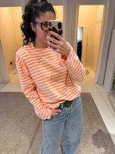 Striped LS with shoulderpads - yellow/pink