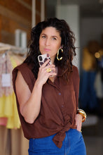 Linnen blouse brown