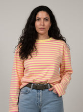 Striped LS with shoulderpads - yellow/pink