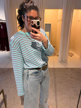 Striped LS with shoulderpads - blue/purple