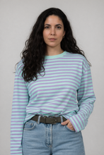 Striped LS with shoulderpads - blue/purple