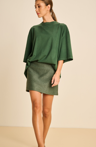 ISLA SKIRT RAFFIA BOTTLE GREEN - MARCH23
