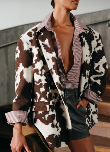 COWPRINT BLAZER BROWN/WHITE