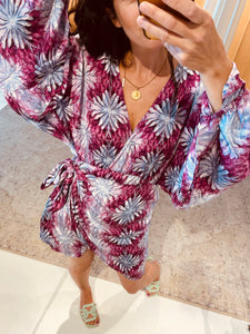 KATHLEEN SHORT WRAP DRESS - RASPBERRY