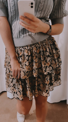 FLORAL SKIRT WITH RUFFLES